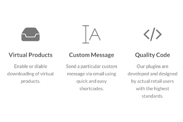 Virtual Products, Custom Message and Quality Code