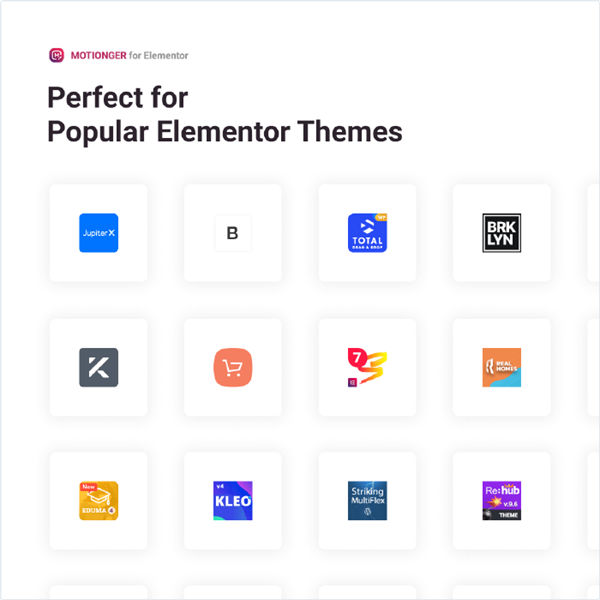 Motionger widget Perfect for Popular Elementor Themes