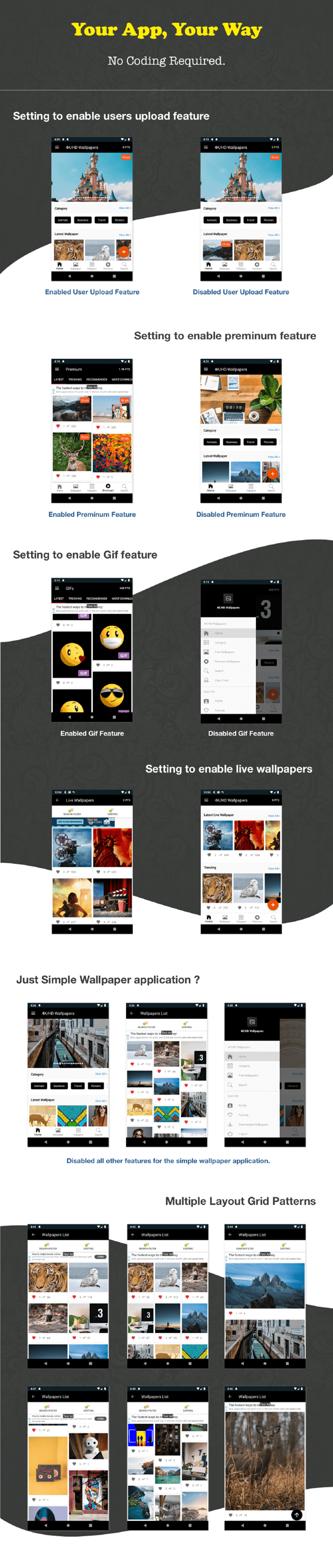 4K/HD Wallpaper Android App ( Auto Shuffle + Gif + Live + Admob + Firebase Noti + PHP Backend) 2.8 - 4